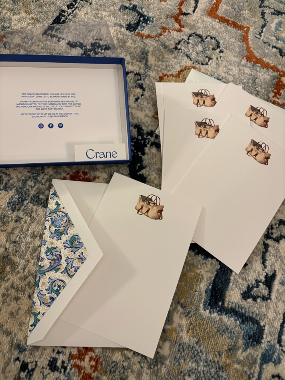 Crane Luxury Stationary Set with Lined Envelopes - 20 piece set